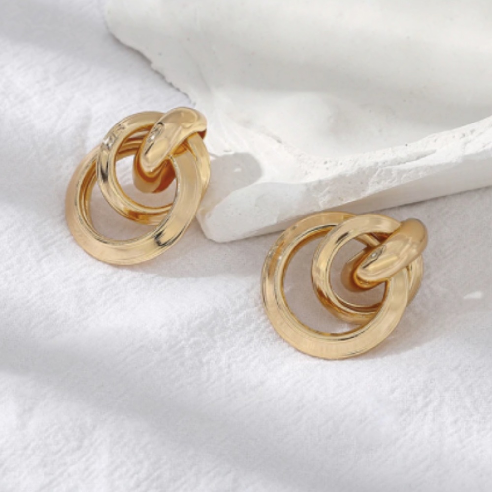 Knotted Twist Abstract Gold Minimalist Earrings